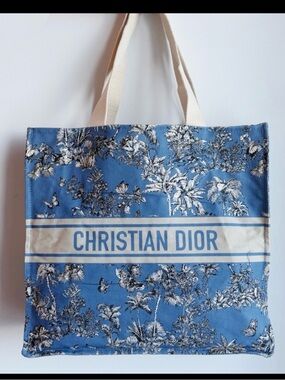 Dior Blue and Cream Christian Dior Canvas Tote